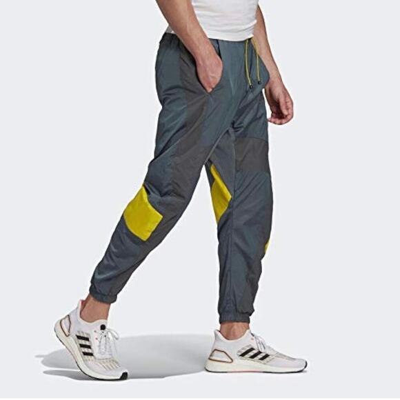 Adidas Street Shape Urban Logo Mens Nylon Woven Grey Blue Jogger Track Pants Med - Picture 3 of 12